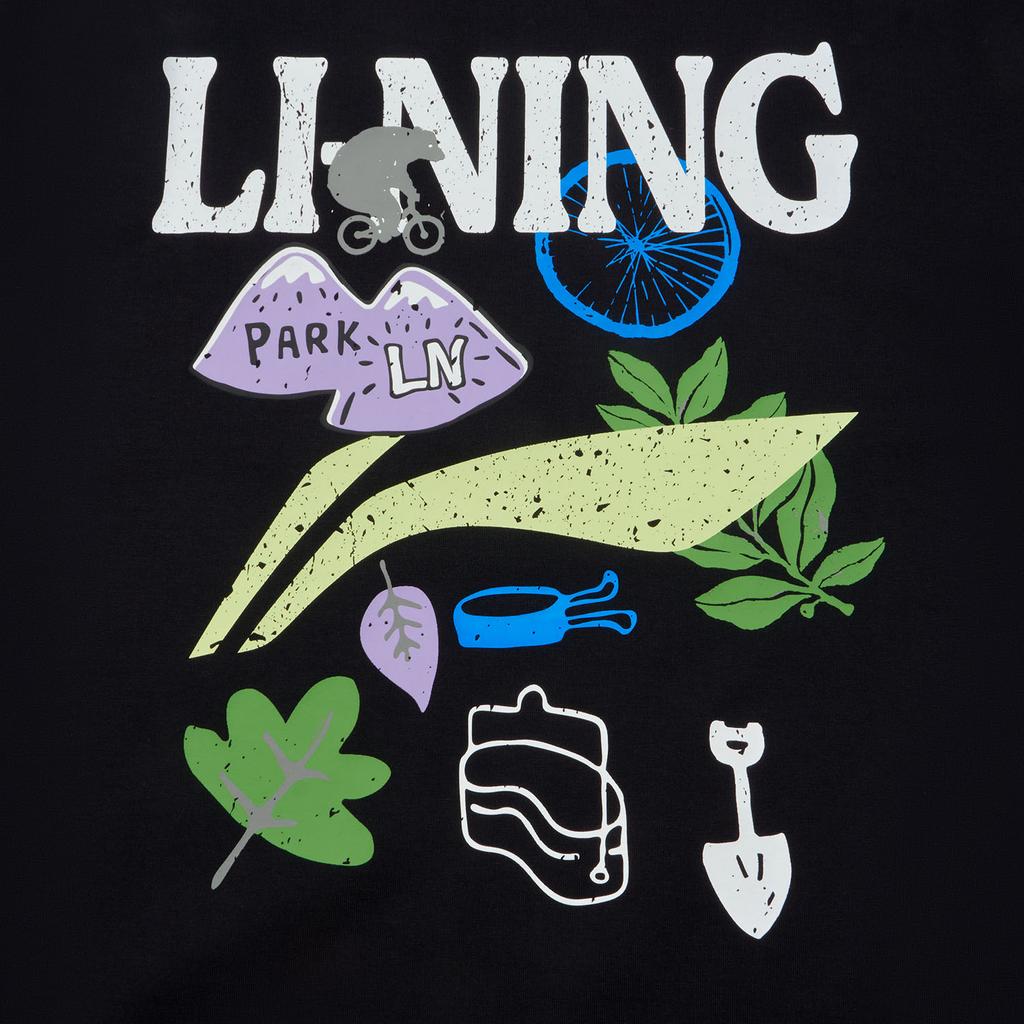 Li-Ning Cool Tea T Quick Dry Refreshing Antibacterial Outdoor Casual Crew Neck Pullover Short Sleeve Drop Shoulder T-Shirt Unisex Tops Black AHSU667-2