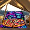 1pc Psychedelic Mushroom Pizza Print Outdoor Blanket, Lightweight Polyester,