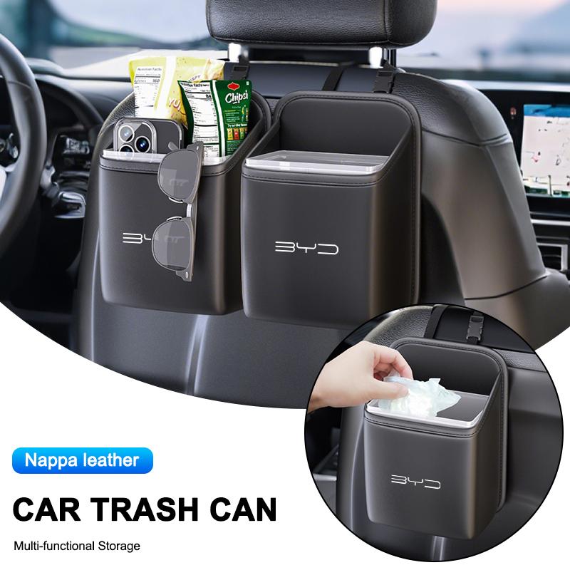 High-end Car Hanging Trash Can Seat Back Storage Box For BYD Tang F3 E6 Atto Yuan Plus Song Max F0 G3 Interior Auto Accessories