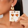 4/6 Pcs Heart Smuding Acrylic Stud Earrings Square Imitation Pearl Ear Studs Retro Leopard Print Cloth Flower Jewelry Sets K