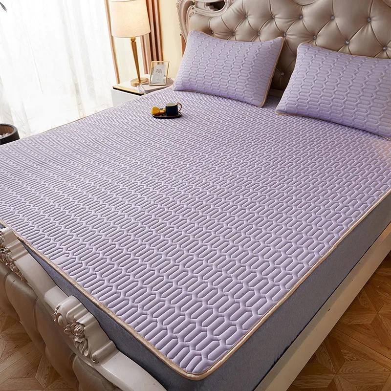 Květiny Latexová Letní Podložka Sada Chladivý Pocit Podložka na Postel a Povlak na Polštář Studená Spací Podložka na Postel na Léto Prodyšná Skládací Chladivá Podložka