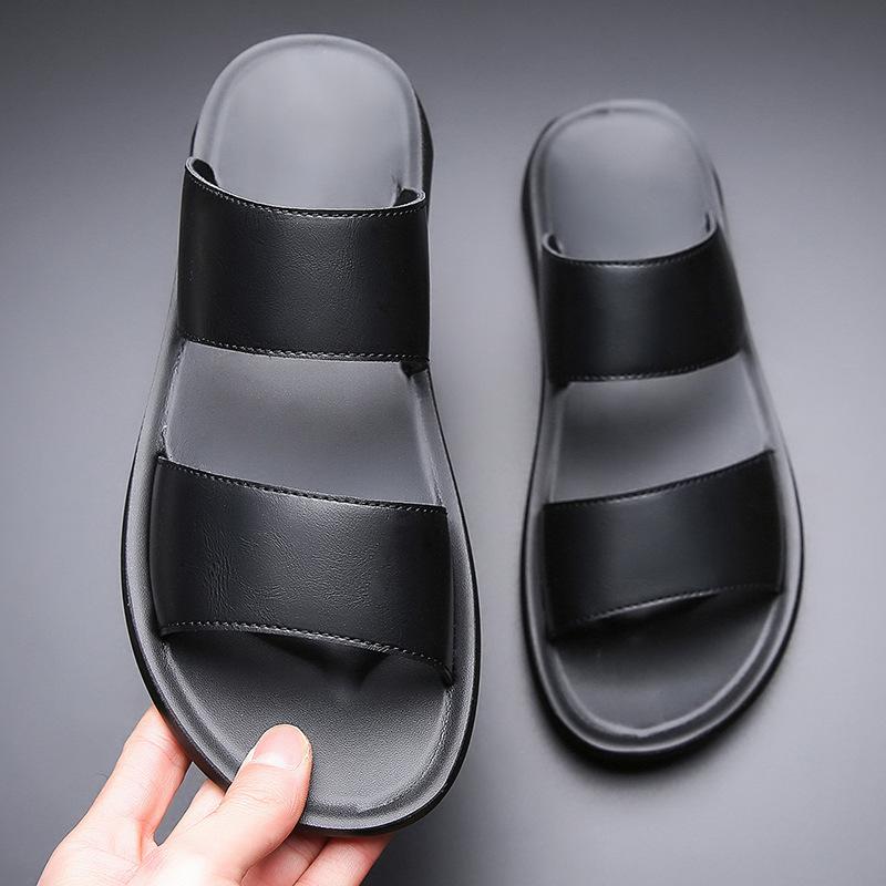 2025 Summer New Men's Cool Slippers Fashion Leather Casual Slipper Outdoor Non Slip Flat Beach Sandals for Men Designer Slippers