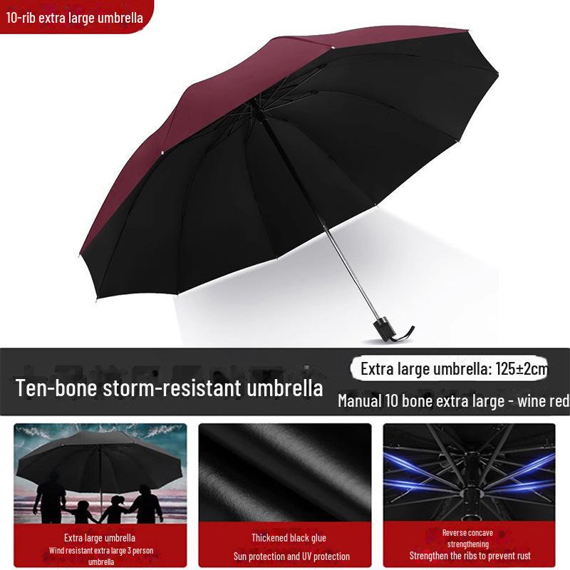 

Большой складной мужской зонт Twelve Bone с фирменным логотипом — двойного назначения для солнца и дождя