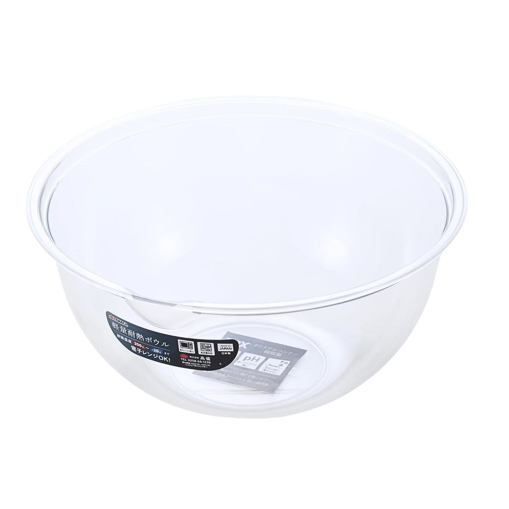 Takagi Lightweight Heat-Resistant Bowl 24cm 2800ml Microwave Safe Plastic Tableware Dishwasher Cooking Utensils Durable Stain-Resistant Transparent