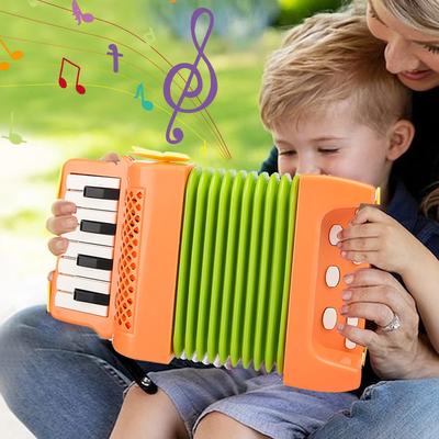 Acordeón de juguete de 10 teclas y 8 bajos para niños, instrumento musical, juguetes educativos, regalos para niños pequeños, principiantes, niños y niñas