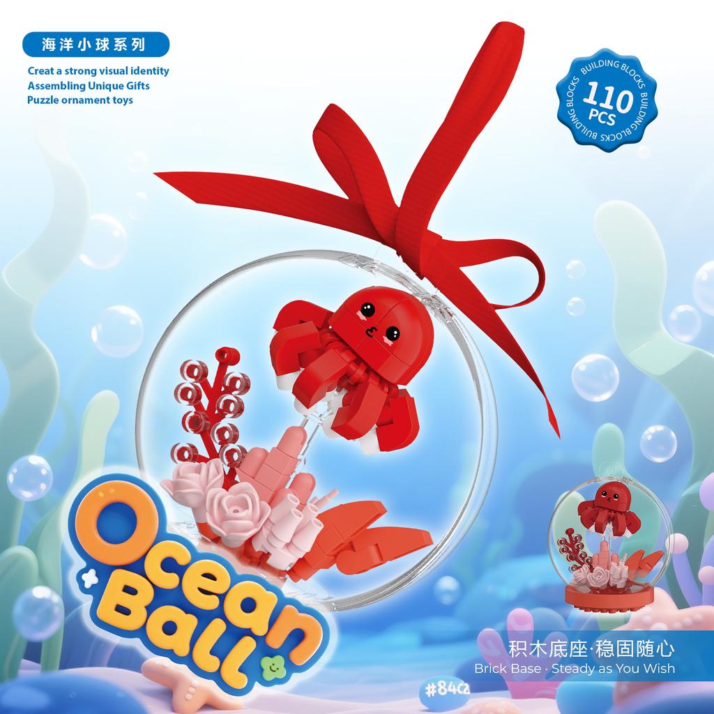 Neue Produkte Ozeanball Bausteine Montage Spielzeug Mikroblöcke Tiermodelle Lernspielzeug Desktop, Hängeornament