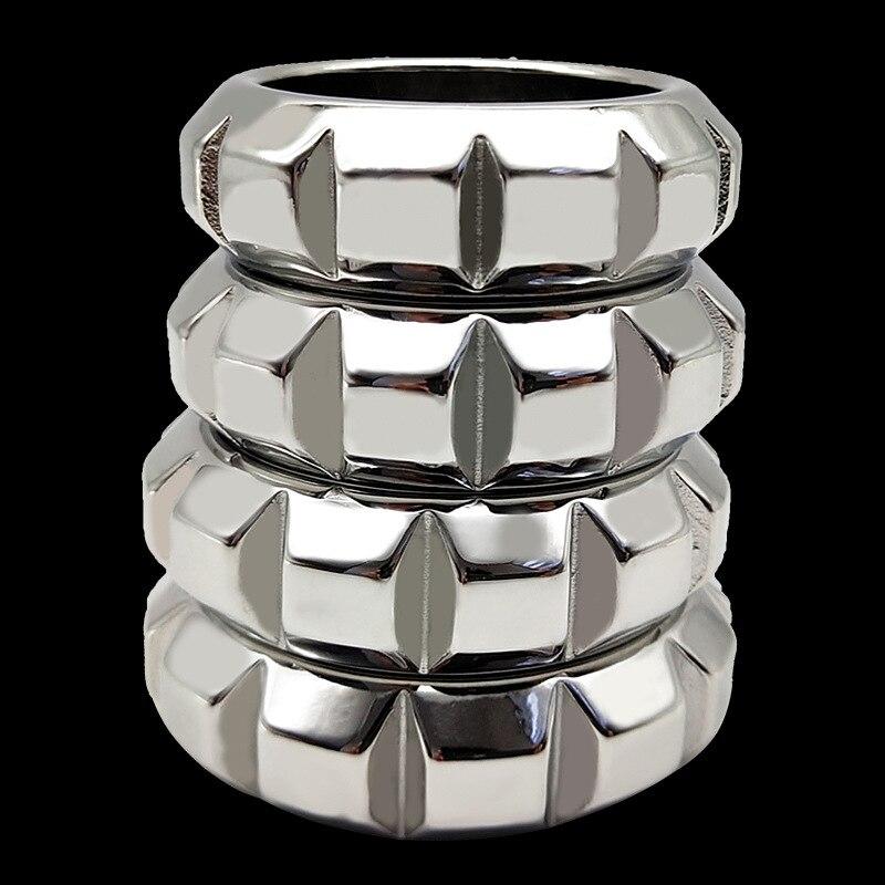Men's Metal Penis Exerciser Stainless Steel Chastity Lock Rings Adult Sex Toys Cock Ring Sexy Torture Slave