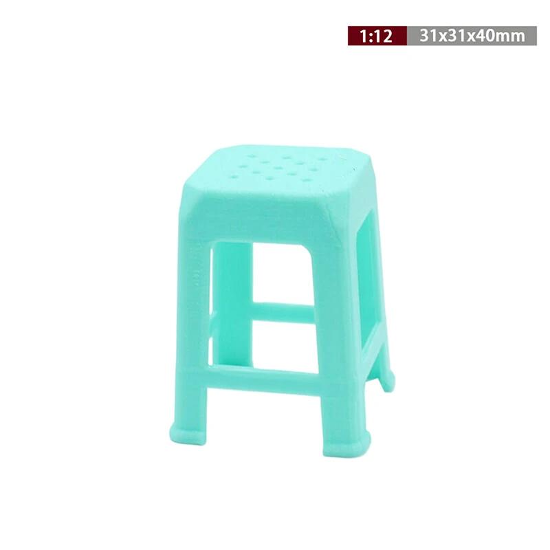1Pc Dollhouse Miniature Plastic Stool Small Chair Model Doll House Mini Simulation Living Room Furniture Decor Toy Accessories