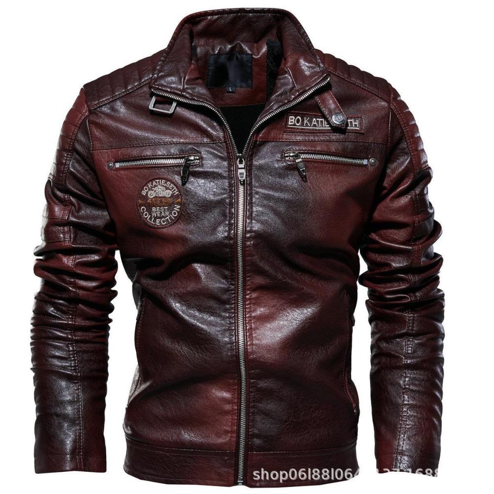 Men's Leather Jacket New Men's Pu Jacket Motorcycle Jacket Modern Tough Guy Plus Velvet Leather Jacket for Men
