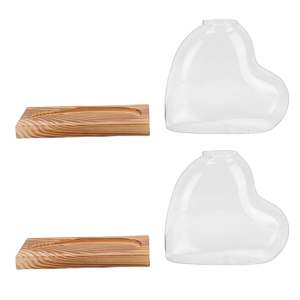 2PCS Propagation Vases Heart Shaped Glass Desktop Planter Plant Propagation Station for Small Hydroponic Plants Home