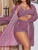 2025 New Plus Size Women's High-Waisted Three-Piece Split Bikini Swimwear