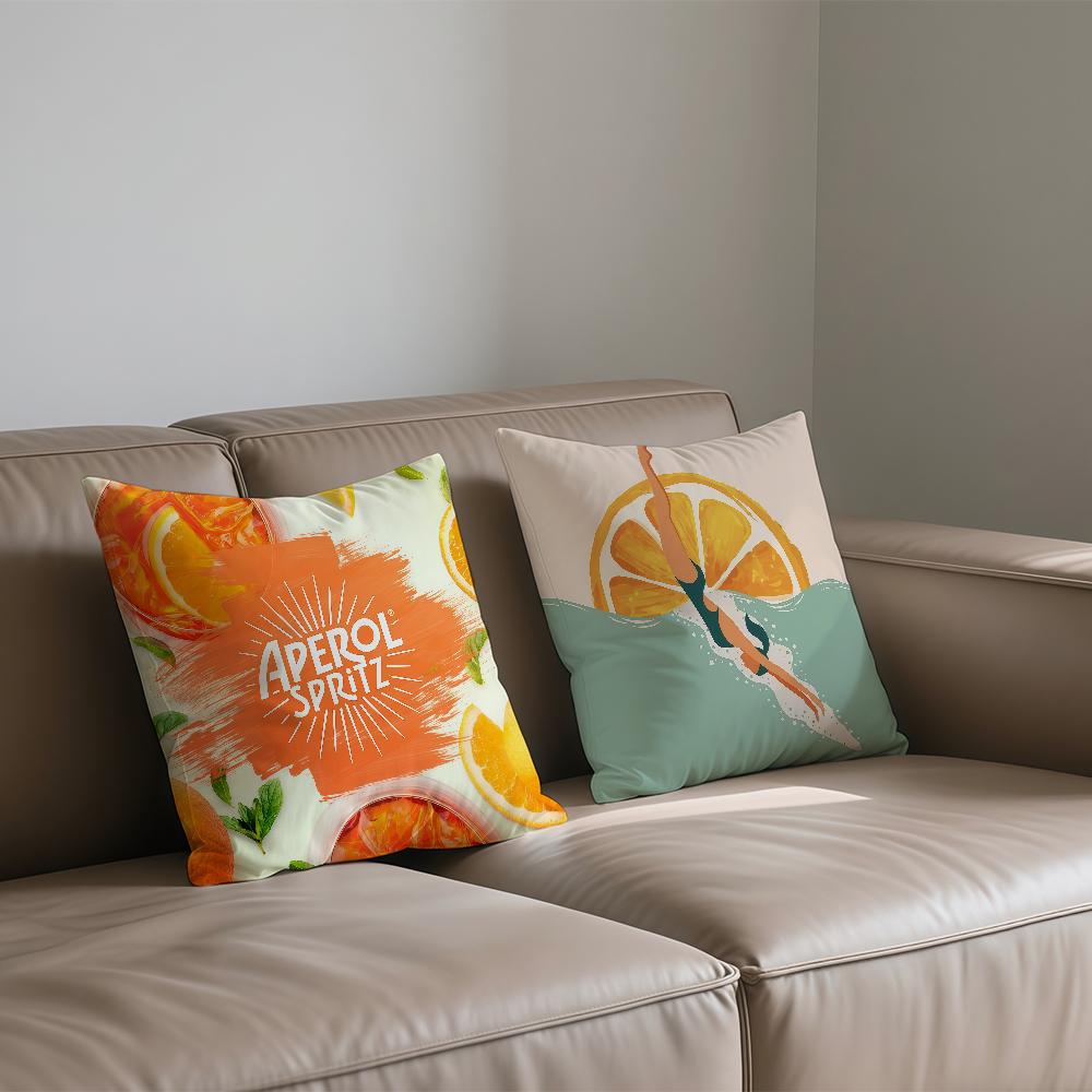 A-Aperol S-Spritz Logo Cushion Cover Square Sofa Cushion Cover Casual Skin-Friendly Comfortable Pillow Cover
