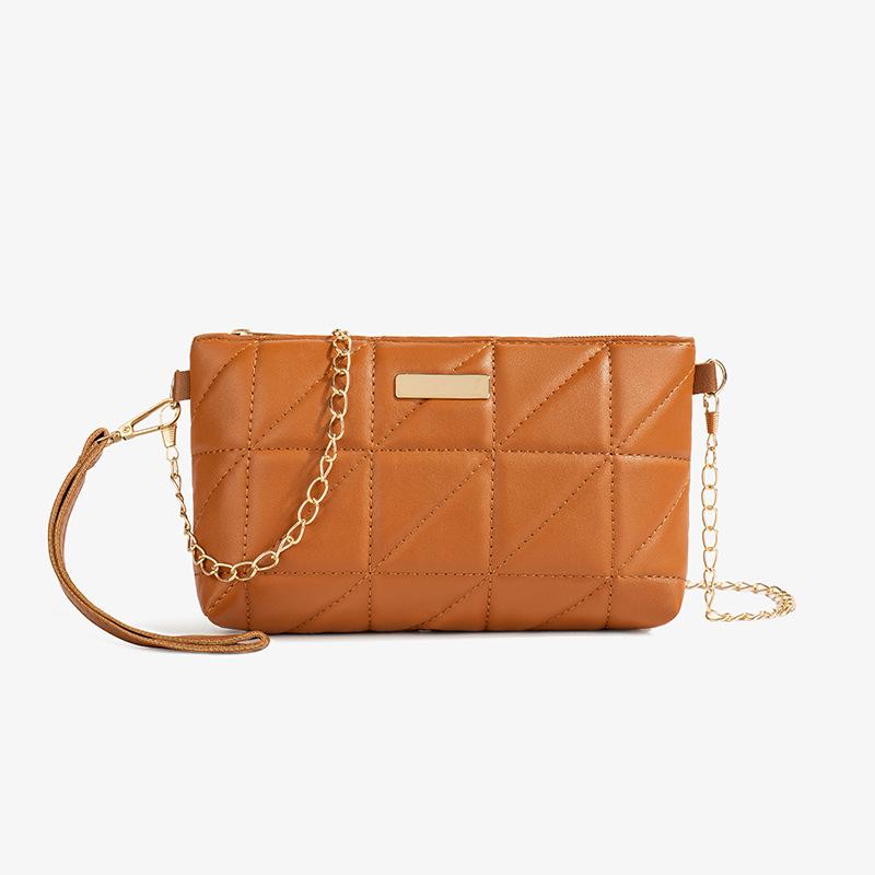 

Classic embroidered small square bag women s bag fashionable versatile chain shoulder bag mobile phone bag світло-коричневого кольору