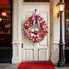 Valentine's Day Heart-Shaped Bear Wreath Door Hanging Floral Bow Decoration Romantic Holiday Home Store Door Atmosphere Decor