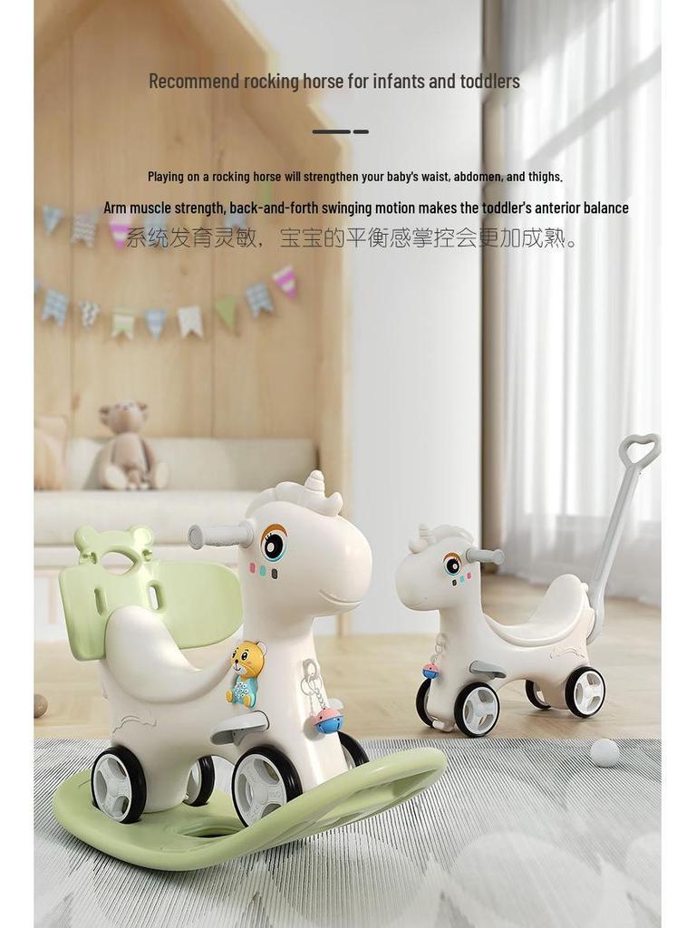 Wooden Infant Rocking Horse: Multi-Purpose Ride-On Toy for Boys & Girls – Ideal First Birthday Gift