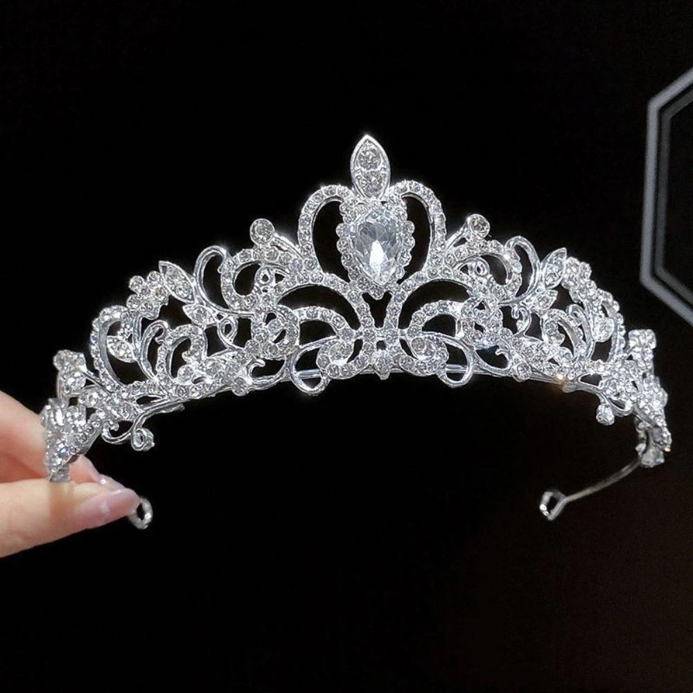 Metal Baroque Crown Queen Party Pageant Rhinestone Crown Exquisite Princess Tiara  Girls Headband