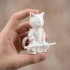 Estatua de Gato Guerrero Escultura de Gato Samurái Impresa en 3D Adorno Animal Caprichoso de Escritorio para Decoración de Mesa Estante de Sala de Estar Regalo para Amantes de los Gatos Coleccionistas