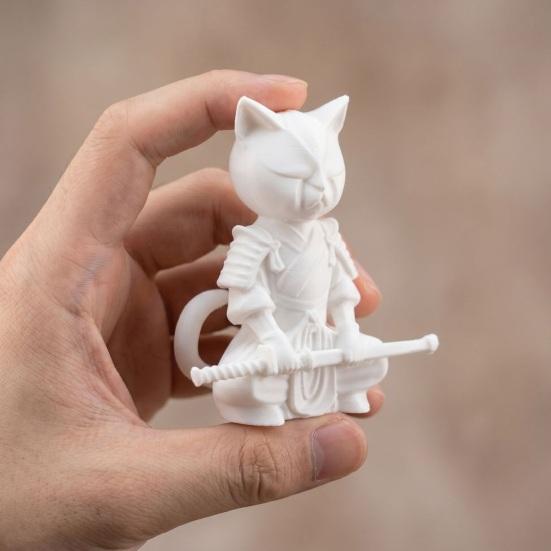 Estatua de Gato Guerrero Escultura de Gato Samurái Impresa en 3D Adorno Animal Caprichoso de Escritorio para Decoración de Mesa Estante de Sala de Estar Regalo para Amantes de los Gatos Coleccionistas