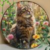 Funny Maine Coon Cat Metal Sign 8x8 Inch Summer Garden Décor Weatherproof Aluminum Wall Art Pet Lover Gift