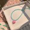 Beaded Short Chain for Women Cute Candy Color Neckwear Love Heart Pendant Necklace Sweet Cool Girls Jewelry Gift