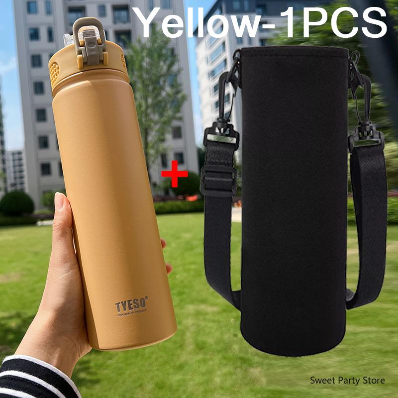Tyeso 600/750ML Stainless Steel Vacuum Flask With Straw Car Thermal Cup Sports Water Bottle Travel Insulated Cup Thermal Mug