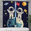 2pcs Spaceman Print Curtain   Blackout Drapes   Polyester   Living Room Decor   Holiday Window Dressing   Rod Pocket Curtains