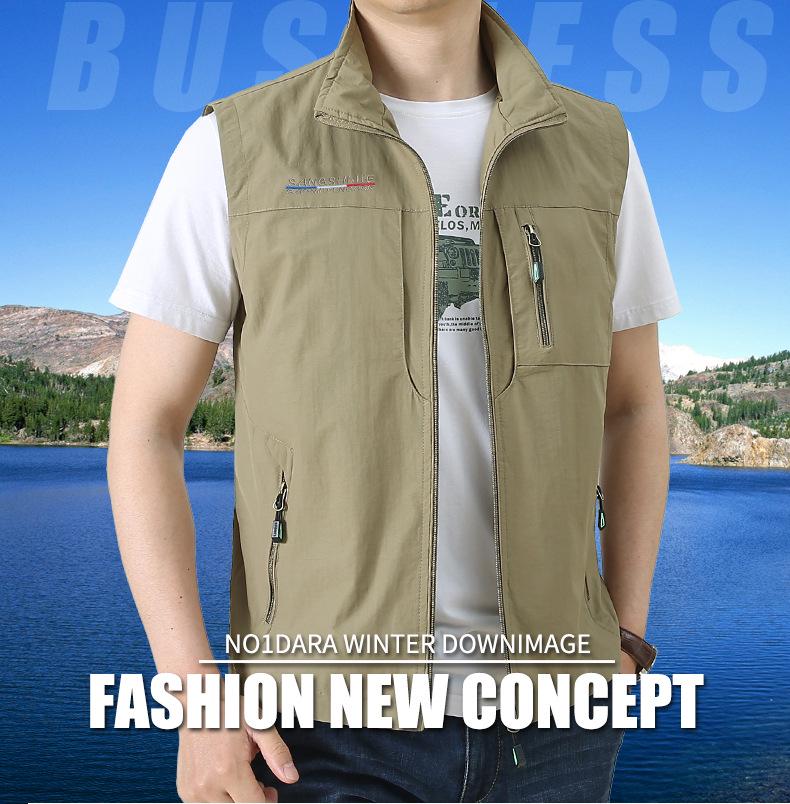 Vestă Casual pentru Bărbați, pentru Exterior, cu Fermoar și Buzunare Multiple, pentru Pescuit și Fotografie, pentru Primăvară și Toamnă