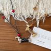 Exquisite Metal Sausage Puppy Pendant Necklace - Women's Long Sweater Chain with Woven Cord, Niche Design