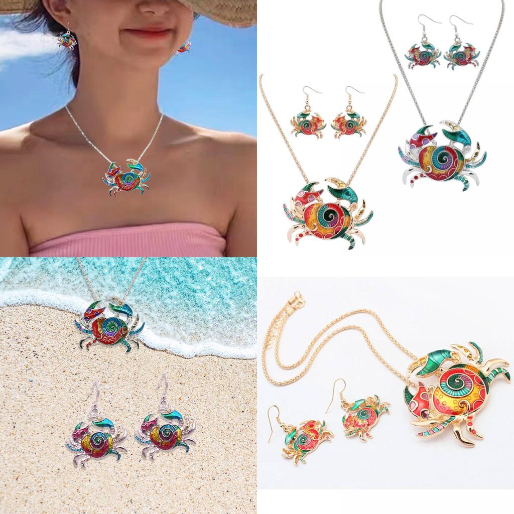 Charming Crab Jewelry Set Featuring Stylish Alloy Necklace And Earrings For Women
