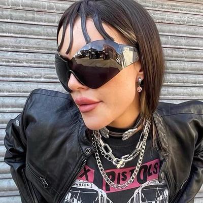 Y2K Athletic Sun Glasses For Ladies One-Piece No Frame Wrap Around Sun Glasses For Gents Luxury Designer Futuristic Shield Eye Glasses Shades