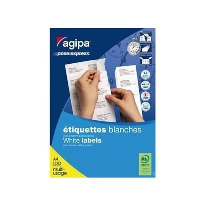Étiquettes - AGIPA - Pose Express - 1400 étiquettes - 104 x 42,4 mm - Adhésif permanent