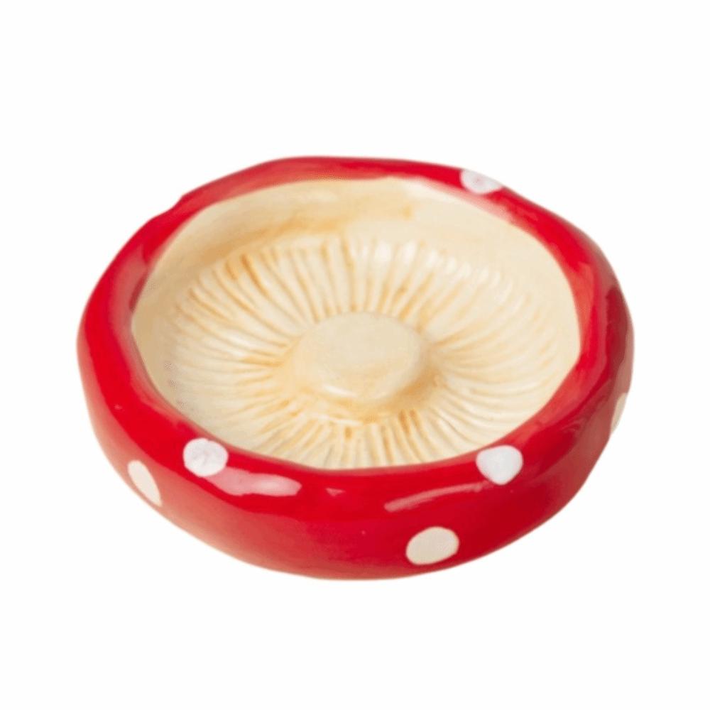 Cute Pet Feeding Tray Ceramic Pet Feeding Bowl Creative Hamster Mushroom Food Bowl Indoor Use красный