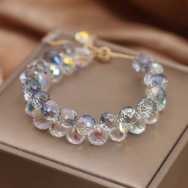 CBrilliant Purple Crystal Bracelet For Women And Girls, Exquisite Zircon Handmade Beaded Charm Bracelets, Jewelry Gift.