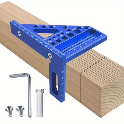 Woodworking Square Protractor Miter Triangular Ruler with Dowel Pins High Precision Layout Measuring Tool for Engineer Carpenter