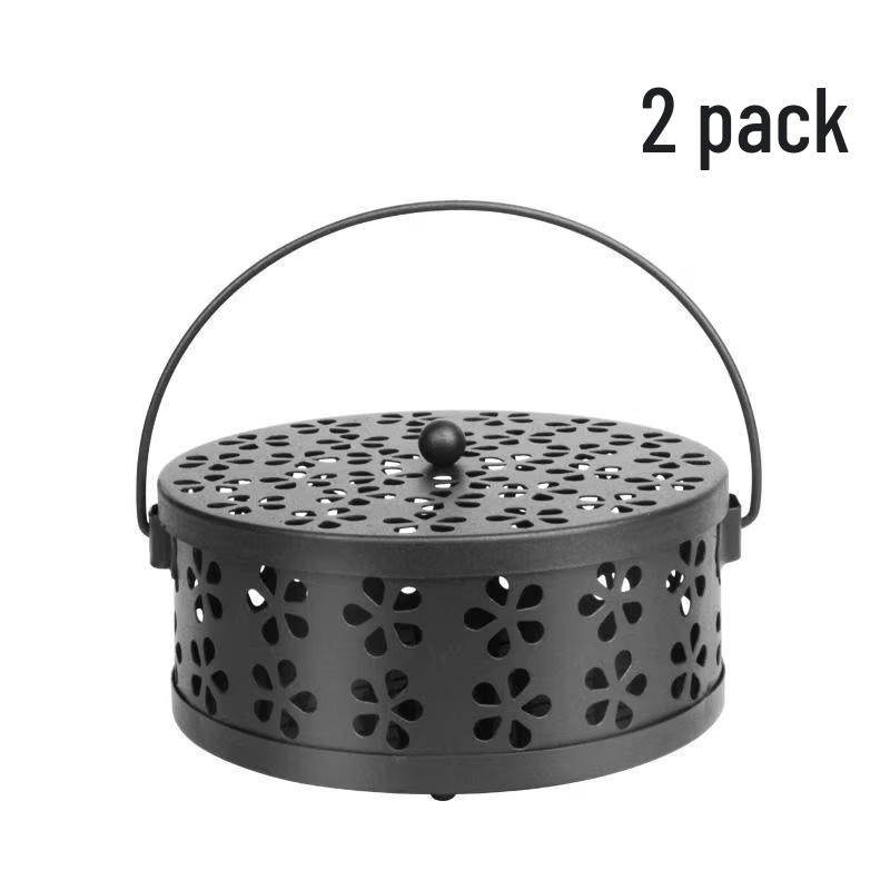 Stainless Steel Mosquito Coil Holder with Lid and Ash Catcher - Fireproof Mosquito Repellent Box