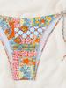 2024 European & American Women's Triangle Cup Printed Lace-Up Bikini Swimsuit