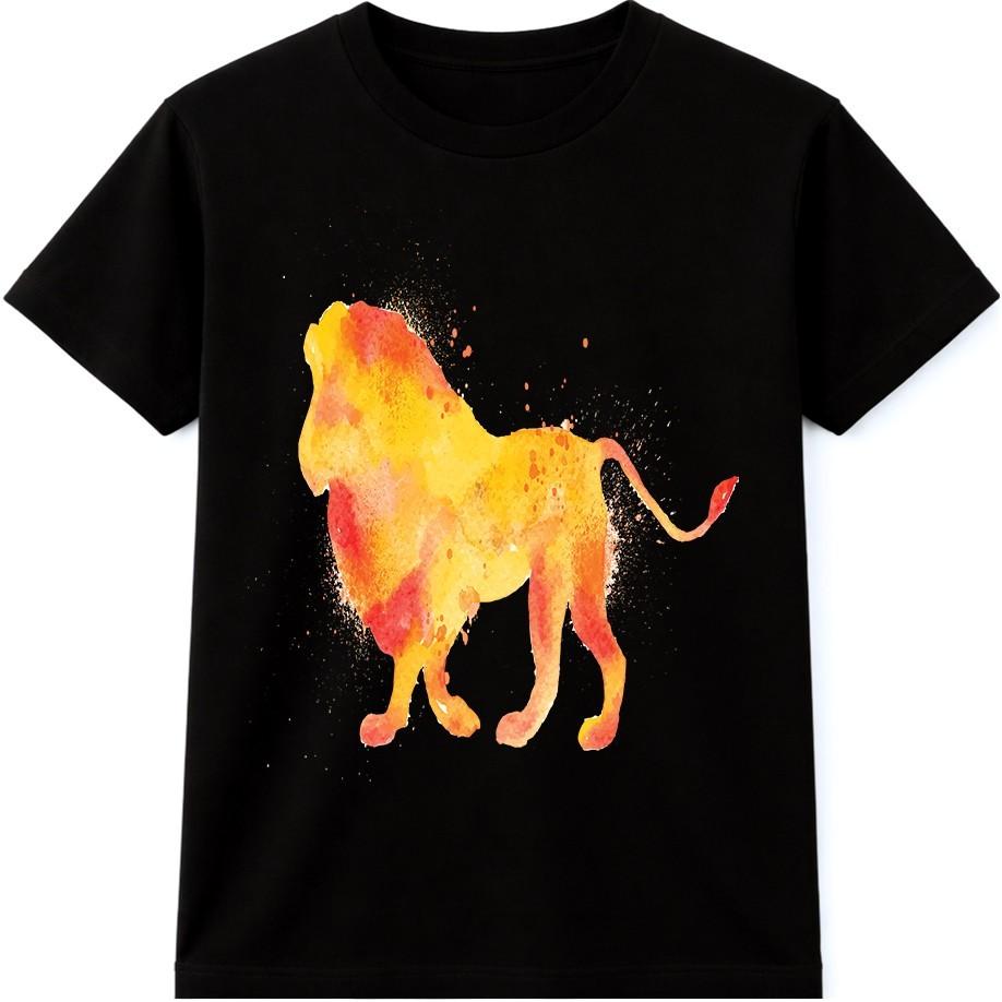 Watercolor Lion T Shirt Lion Silhouette Graphic Tee Wildlife Animal Art Top S