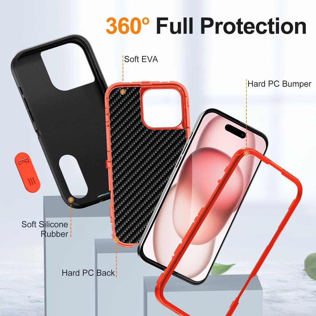 For iPhone 16 Pro Max Case Kickstand Shockproof PC+Silicone+EVA Phone Cover