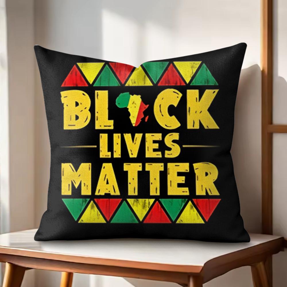 Fun Black History Month Cushion Cover Natural Linen Organic Fabric DoubleSided Printing Couch Pillow Covers Home Decor