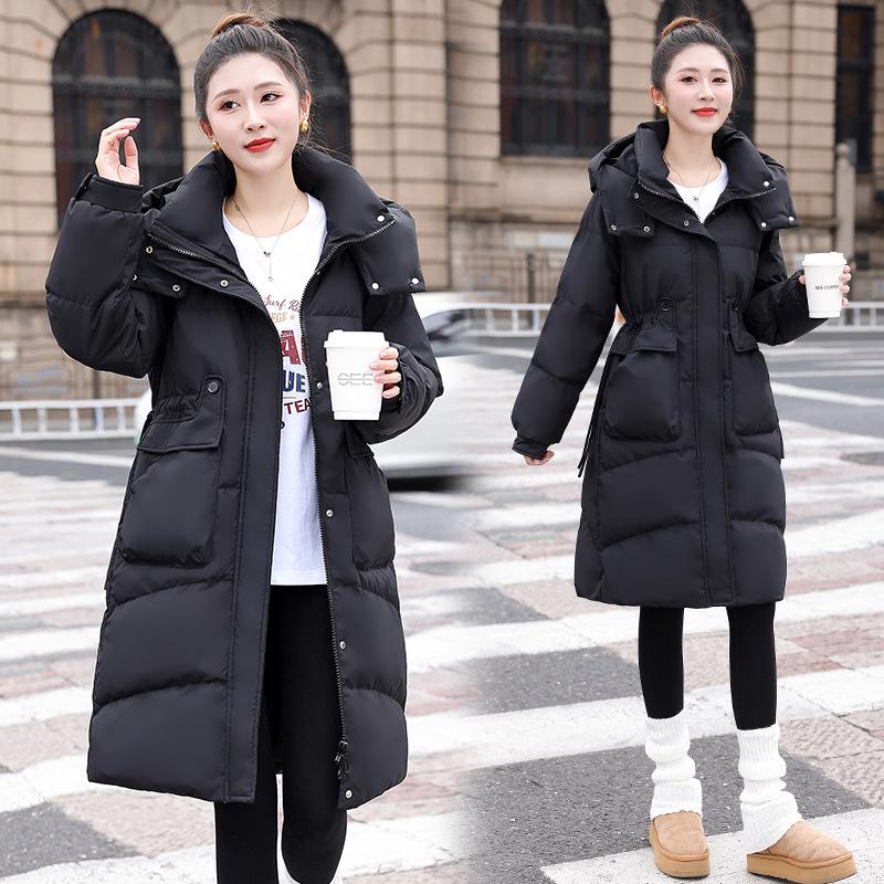 Brand Women's Mid-Length Slim Fit White Duck Down Jacket - Winter 2025 Style, Petite Size, Waist-Cinching, Thickened Coat