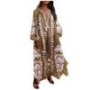 Fashion Casual Bohemian Long Sleeve V Neck Dress Women Long Dresses