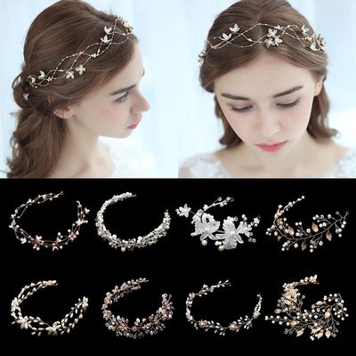 Handmade Hair Decoration Rhinestone Headpiece Pearl Head Wear Crystal Headband Bridal Hairpin