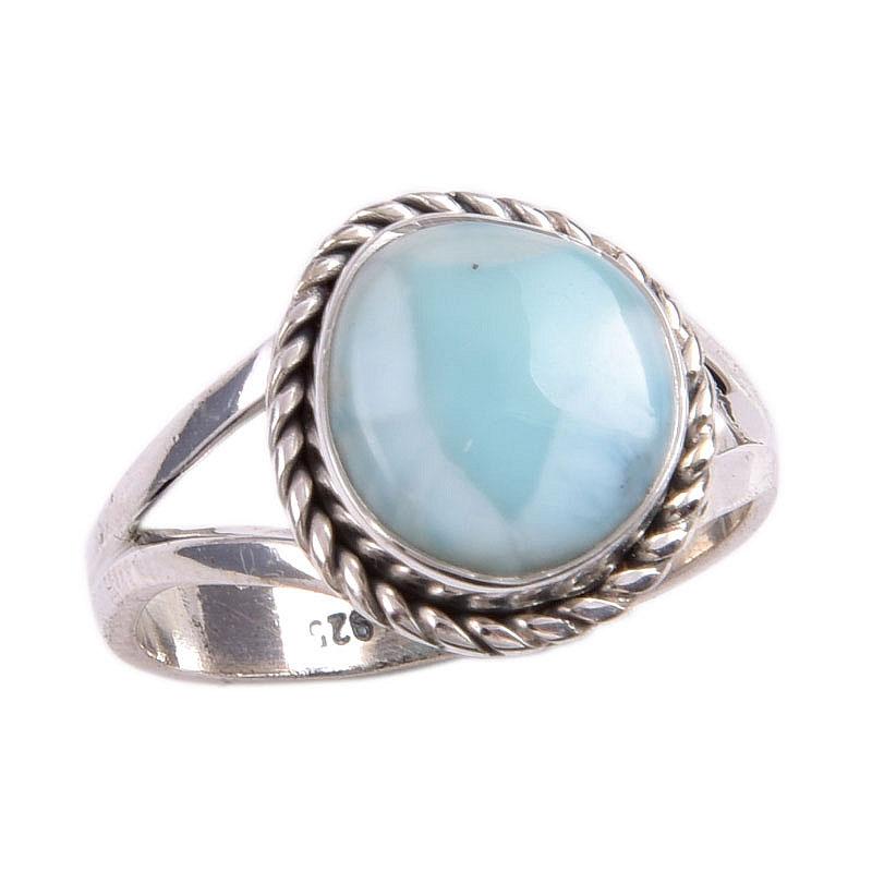 Natural Republic Larimar Gemstone 925 Sterling Silver Jewelry Ring Size 6.5 A6S27