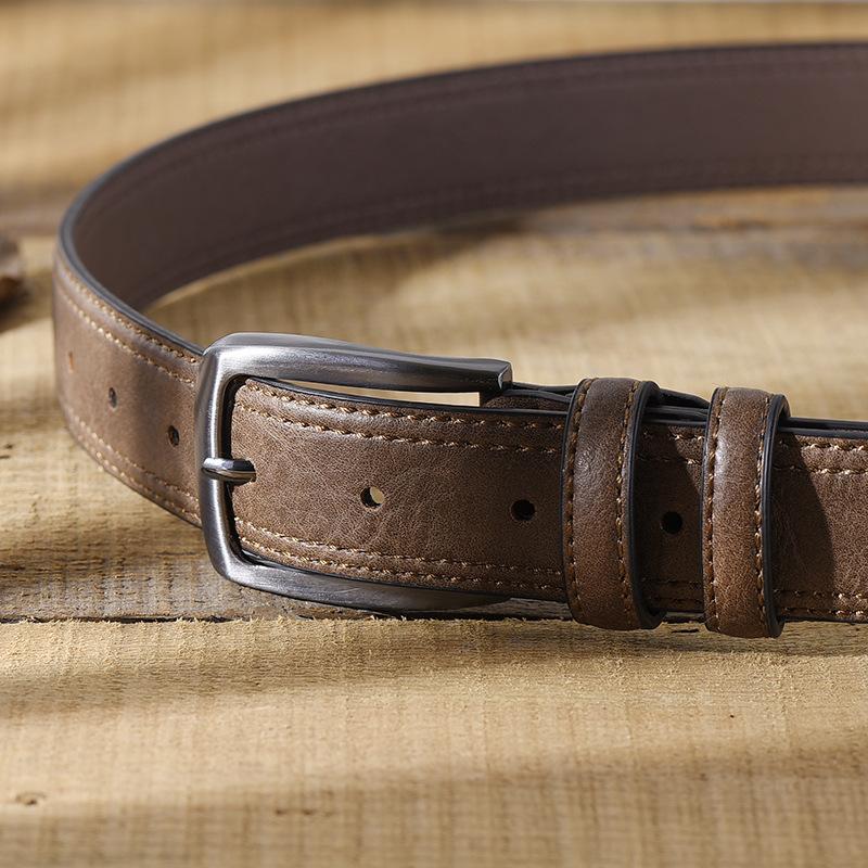 Retro Belt for Men Casual Business Simple Belt for Men Middle-aged and Young Men Fashionable Versatile Pin Buckle Belt