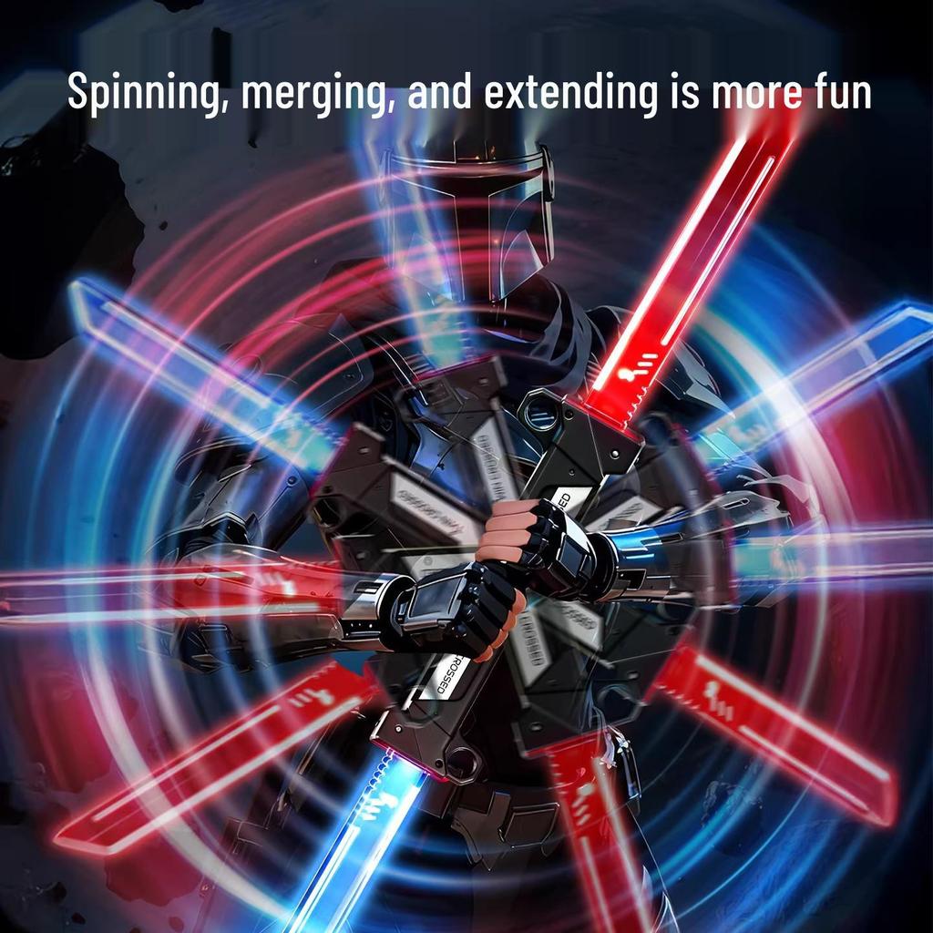 Double-Blade Rotating 2-in-1 Samurai Luminous Laser Sword - Retractable Toy for Creative Boys