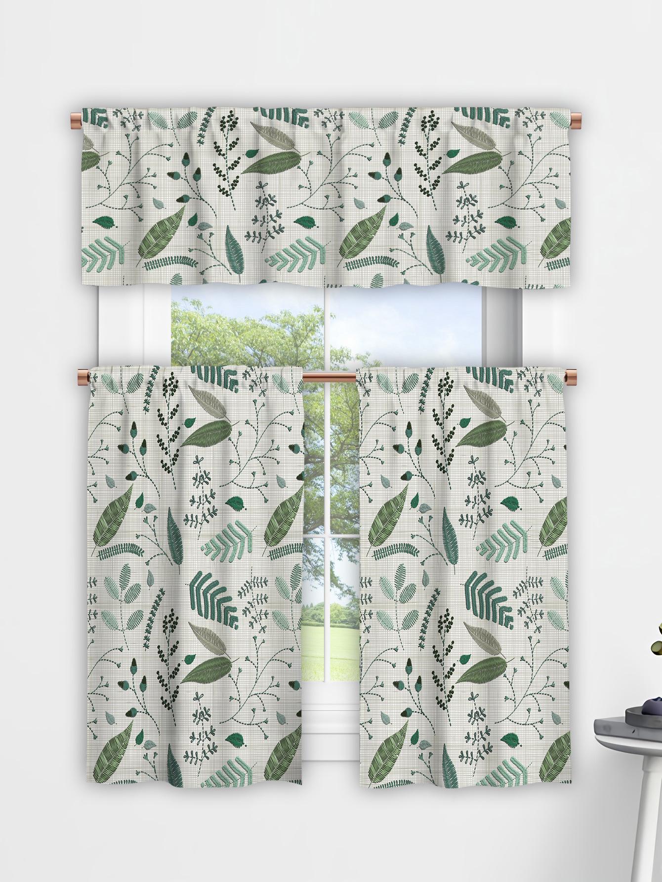 

3D Цветочный узор Цифровая печать Кухонный ламбрекен Small Curtain 135x115 Two Pieces