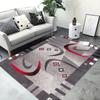 Tappeto Astratto Testurizzato Color Block con Motivo Geometrico Rosso Nero Bianco Grigio Tappeto Grande Area per Soggiorno Moderno