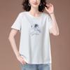 Women's Plus Size Short-Sleeve Cotton T-Shirt - Summer Printed Casual Loose Fit for Middle-Aged Moms