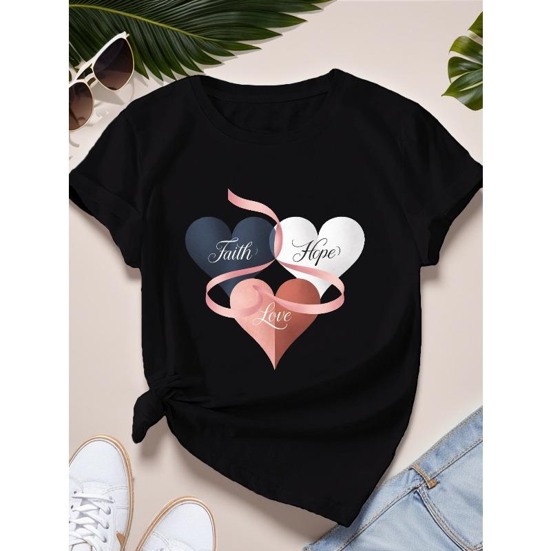 

Європейський розмір Віра Любов і Надія Жіноча спортивна футболка великого розміру з коротким рукавом 4XL чорний