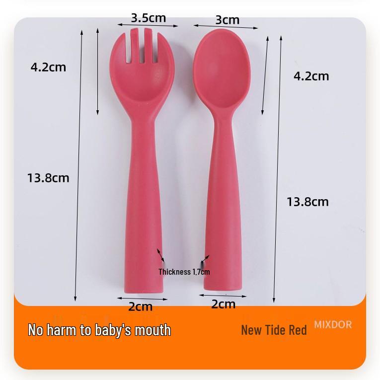 Baby Feeding Training Spoon - Silicone Long Handle for Infant Eating
